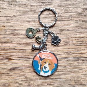 NEW Beagle Dog Keychain Charm Key Ring